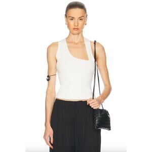 Ziah | NWT Asymmetric Racer Tank Top in Off White Ribbed Top M